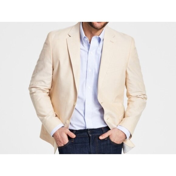 Tommy Hilfiger Men's Modern Fit Cotton Sport Coat Tan NWT - Picture 1 of 3